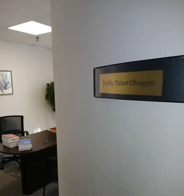 Interior of Traffic Ticket Chopper office at 341 Talbot St, London, Ontario, providing legal defense for speeding tickets.